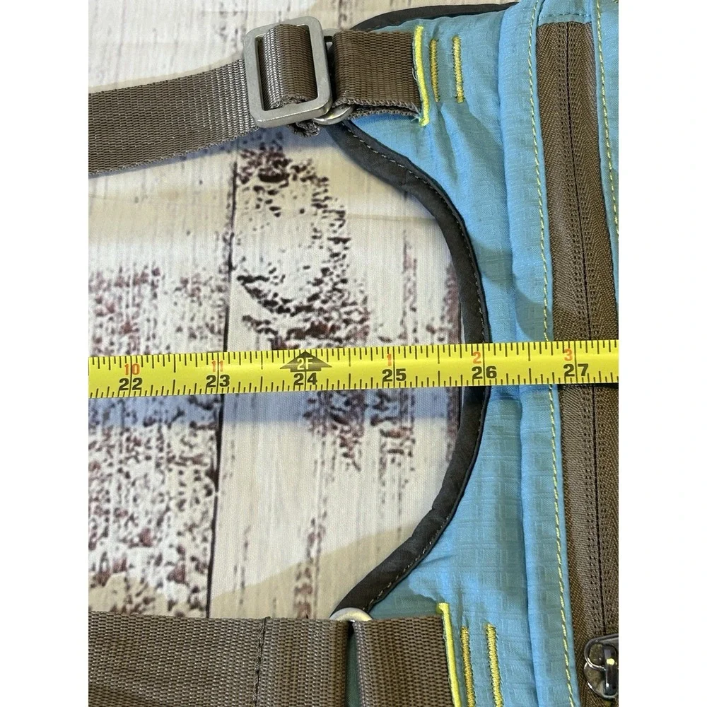 Lilypond Crossbody Bag Blue Brown Ripstop Nylon Mesh Adjustable Strap Travel